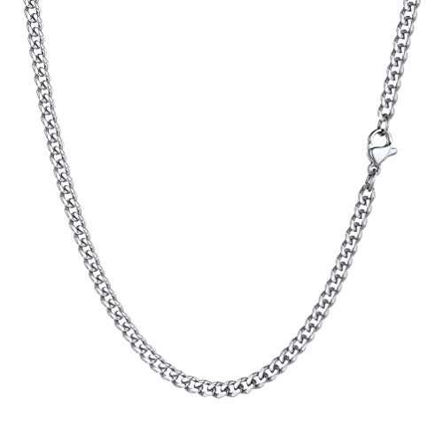 PROSTEEL Herren Kette Collier Edelstahl 46cm/18 in. Panzerkette Halskette 3mm breit kubanische Gliederkette Hip Hop Link Chain Necklace Modeschmuck Accessoire für Männer Frauen