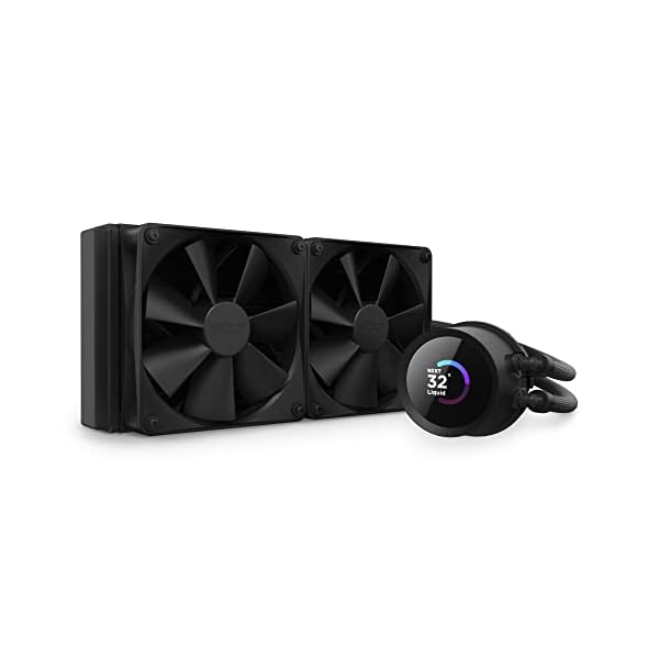 NZXT Kraken 240 - RL-KN240-B1-240mm AIO CPU Wasserkühlung - 1,54" LCD Display 240x240-2x120mm PWM Fans - EIN Breakoutkabel zur einfachen Installation - Schwarz