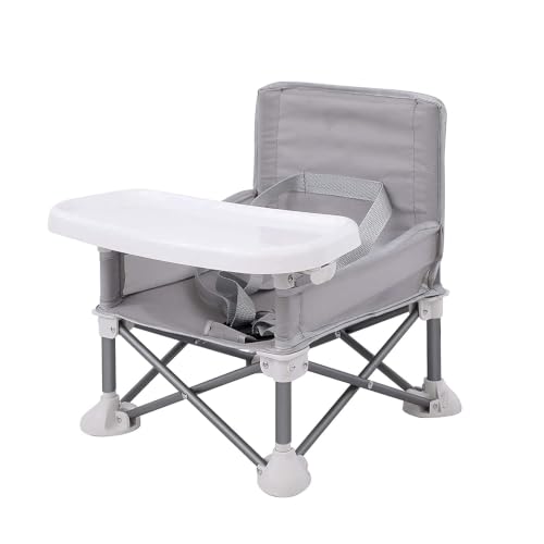 Image of PandaEar Portable Baby Seat Travel| Compact Fold with Straps for Indoor/Outdoor Use| Great for Camping, Beach, Lawn |Toddlers, Kids, Boys, Girls (Without Placemat, Grey)