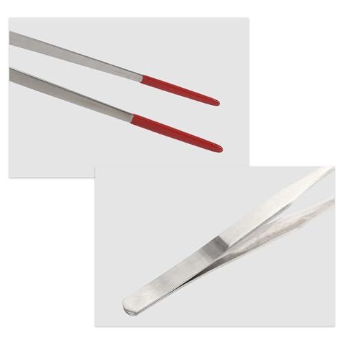 Image of 14.96 inch l Aquarium Straight Feeding Tweezer for Feeding with Red Rubber Tip