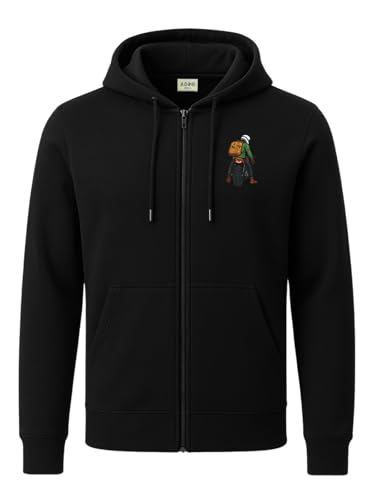 Image of ADRO Men's Regular Fit Zip-Up Hoodie for man | 320 GSM Cotton Poly Fleece Zipper Sweatshirt with Soft Fabric & Printed Hoodies