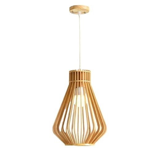 Lampe Suspendue en Bois Tatami Style Ferme Luminaire Moderne E27 Réglable pour Salon et Salle à Manger