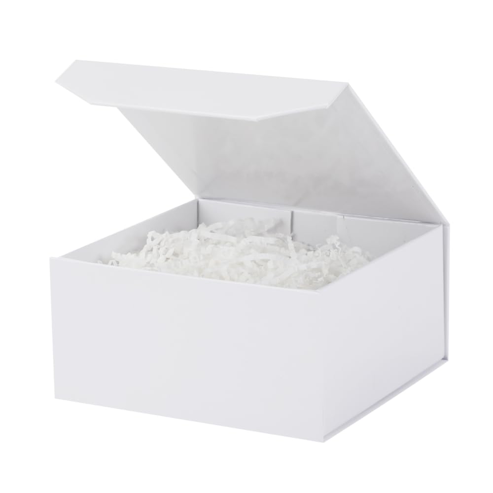 PACKGILO Small Gift Boxes with Lids for Presents, 8x8x4 Inch 6 Pack White