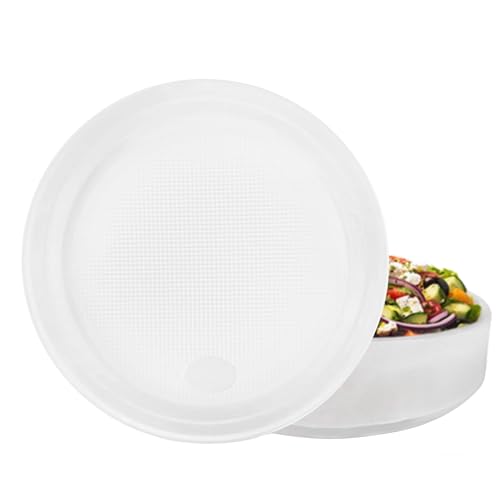 RAGO® Lot de 20 Assiette plastique reutilisable Ø 22 cm I Assiette blanche lot I Assiettes de fête en plastique Rondes I Sans BPA - Blanc (20 pièces)