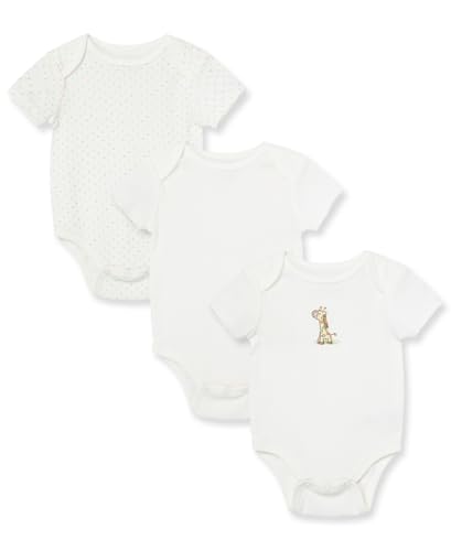 Image of Little Me Gender Neutral 3-Pack Short Sleeve Onesies, Baby Bodysuits 100% Cotton, Scratch-Free Comfort Tags, and Quick Snap Closures, Newborn to 9 Months