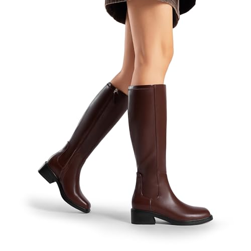Image of DREAM PAIRS Women's Knee High Boots Square Toe Low Block Heel Casual Comfort Riding Long Boots with Side Zipper