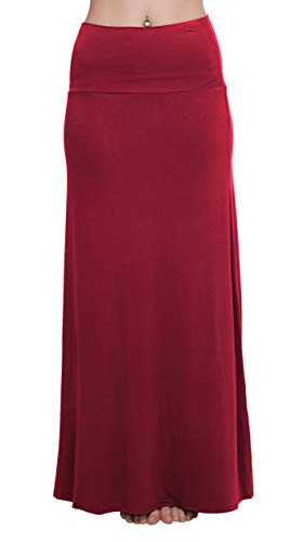 Image of Urban CoCo Women's Stylish Spandex Comfy Fold-Over Flare Long Maxi Skirt