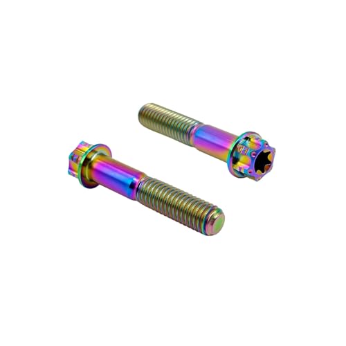 RISON-Titanium Titanschrauben M6x1.0x30mm, 5 Stück Flanschschraube Torx Kopf Flansch Schrauben Sechskantschrauben Gewindeschrauben GR5 Titanbolzen Befestigungen für Motorräder Fahrrad Auto