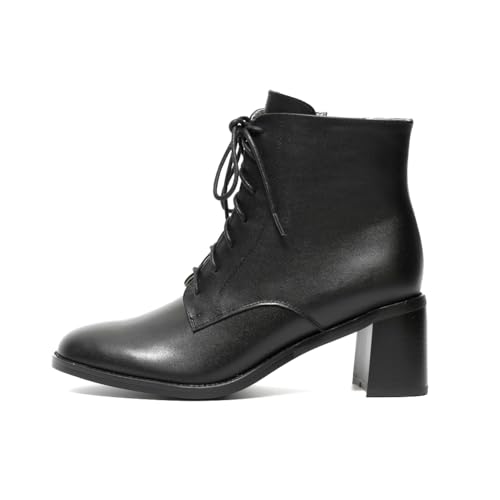 ONEENO Women's Heels Lace-up Leather Ankle Boots3