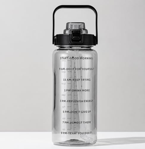 Image of Transparent Water Bottle 2000ML with Motivational Time Marker | Leak Proof&Break-Proof 2 litre water bottle | Best Usage For Office /School /Gym /Travel Water Bottle