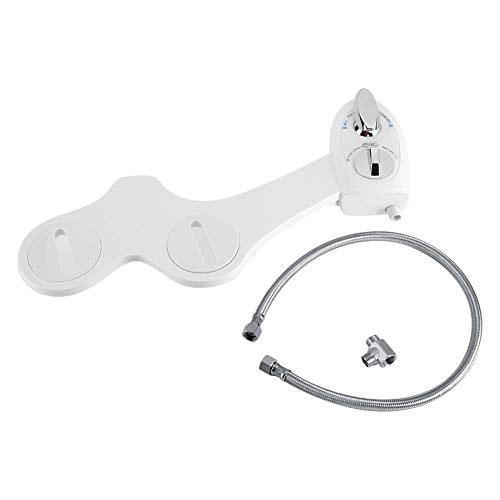 Bidet Toilet, Premium ABS and Stainless Steel Dual Nozzle Cold Water Spray Non-Electric Adjustable Mechanical Bidet Toilet Seat Attachment with Stainless Steel Hose for Women
