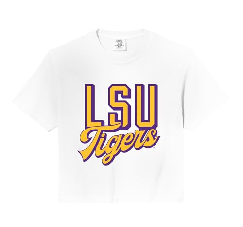 LSU Tigers Classic Script Comfort Colors Crop Top