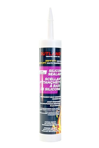 Rutland 500°F RTV High Heat Silicone Sealant Clear, USA-Made High Temperature Gasket Maker Adhesive - UV Stable, Oil Resistant & Non-Corrosive