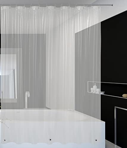 Image of Mrs Awesome 82x74 Wide Shower Curtain Liner with Magnets, Free Hooks Included, Waterproof PEVA, PVC Free, 82 x 74 inches, Clear
