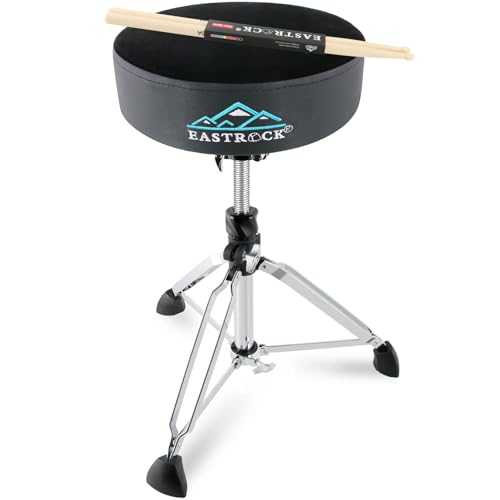 EASTROCK Drum Throne Drum Stool Seat, Padded Rotatable Height Adjustable Drum Chair for Drummer Kids Adult (Black)