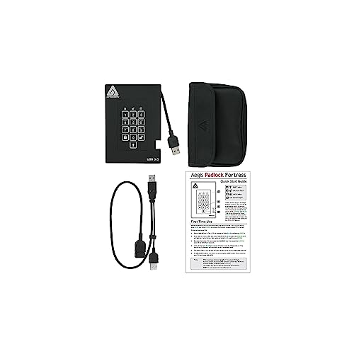 Image of Apricorn 2TB Aegis Padlock Fortress FIPS 140-2 Level 2 Validated 256-Bit Encrypted USB 3.0 Hard Drive with PIN Access (A25-3PL256-2000F)