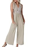 DOBULO Womens Casual Loose Adjustable Sleeveless Overalls Baggy Wide Leg Long Pant Romper