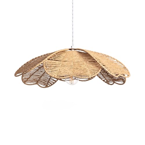 LEDKIA LIGHTING - Suspension Corde Giay | Design Naturel en Forme de Fleur | Ampoule E27 Non Incluse | Pour Intérieur | IP20, Taille 200mm x 500mm, Blanc