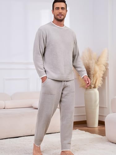 Snuggle Sac Mens Pajamas Set 2 Piece Loungewear Sets Long Sleeve Soft Sleepwear with Pockets2
