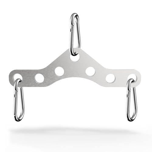 J Bryant Placa adaptadora de polea doble a individual de acero inoxidable – Conector de máquina de cable de gimnasio con 3 mosquetones para tracción lateral, tríceps, bíceps y entrenamiento funcional