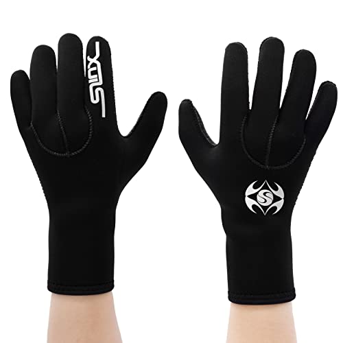 Damen Herren 3mm Dicke Warme Tauchhandschuh Schnorcheln Surfen Kajakfahren Pro Schutzhandschuh (S, schwarz) Cover