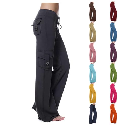 SEAOPEN Cargo Pants for Women High Waisted Baggy Pants Loose Wide Leg Trouser Casual Drawstring Cargo Pants with Pockets3