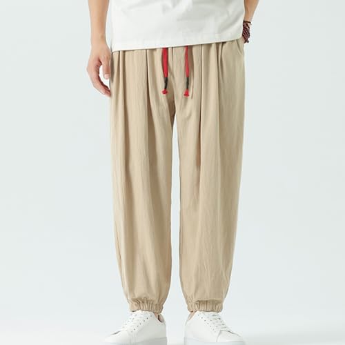 Mens Jogger Pants Cotton Relaxed Fit Trousers Big Tall Boys Casual Sweatpants Workout Slacks Elastic Cinch Bottoms2