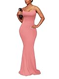 Women's Casual Soft Lounge Long Slip Dress Sexy Sleeveless Bodycon Maxi Dresses Mermaid Evening Formal Cocktail Pink XS