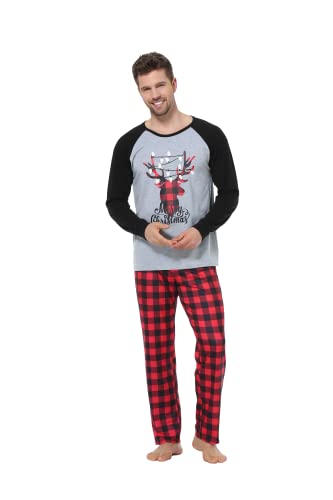 Image of VENTELAN Family Matching Christmas Pajamas Set Holiday Santa Claus Sleepwear Xmas PJS Set for Couples and Kids