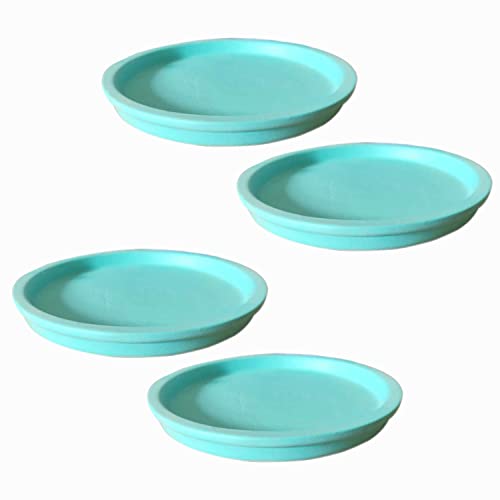 Lasaki Round Ceramic Trays (Plates Saucers) for Pots, planters, Flower, Succulent(Set of 4,Aqua,5 inch) R5(Plants not Included)