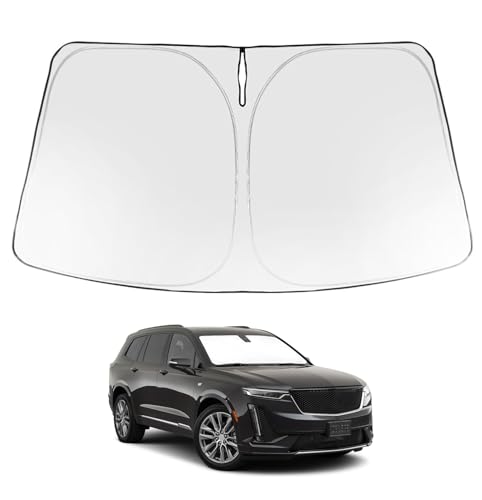 Image of Proadsy Windshield Sun Shade for Cadillac XT6 2020-2025 2026 Foldable Front Sunshade Protector Sun Visor Blocks UV Rays Keep Car Cooler