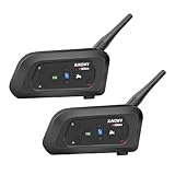 Mihono 4Riders Interphone バイク用 インカム V4 昇級版、ツーリング対応 4人同時通話可能 FMラジオ 音楽 IP65防水 ブルートゥース インターコム HI-FI音質 Siri対応 付属品全部同梱 日本語説明書「技適認証済」2パック