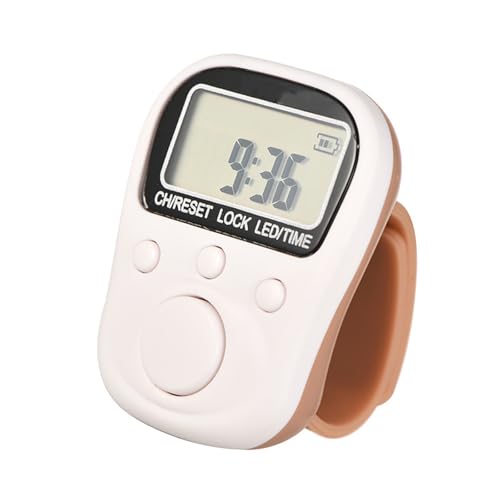 KASFDBMO Práctico contador de dedos con retroiluminación LED, recargable, pantalla de 6 dígitos con visión de poca luz para aplicaciones de fitness y laboratorio, contador ligero de repeticiones de
