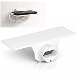 Plugee Steckdosenregal – Universelle Halterung ohne Bohren und Kleben – Praktische Ablage für Elektrogeräte beim Laden – Weiß 1 Stück