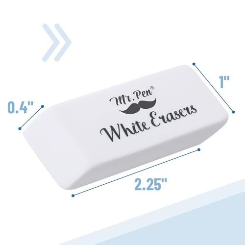 Image of Mr. Pen- White Pencil Eraser, 12 Pack | Large Latex Free Block Erasers for School, Office, Art Sketching, Homework, Exams, Clean Smudge-Free Correction