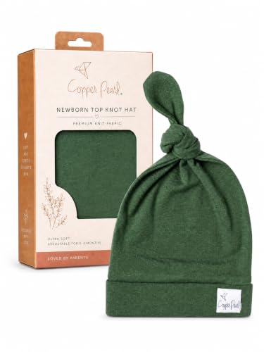 Image of Copper Pearl Baby Beanie Hat Top Knot Stretchy Soft Alder
