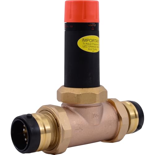 SharkBite 1-1/2 Inch EB25 Double Union Pressure Regulating Valve (PRV), Push to Connect Brass Plumbing Fittings, PEX Pipe, Copper, CPVC, PE-RT, HDPE, 25845-0045