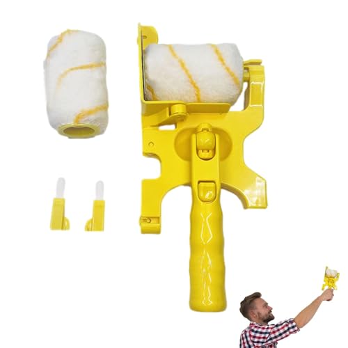 Rodillo De Pintura Para Techo – Tejido De Microfibra Absorbente, Poste De Aluminio Ligero, Kit De Corte Ergonómico Con Escudo Sin Daños | Profesional Ningún Equipo De Po