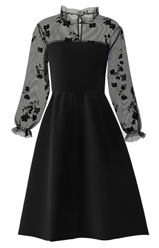 Girl's Dress Elegant Floral Lace Long Sleeve Wedding Party A Line Dress 10-14 Years3