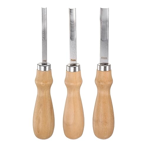QUARKZMAN Cuero Borde Biseladores 4mm 6mm 8mm Ancha Boca Inoxidable Acero Skiver Cuero Herramienta Cuero Borde Rebajado Biselador con Madera Mango para Adelgazamiento Elaboración
