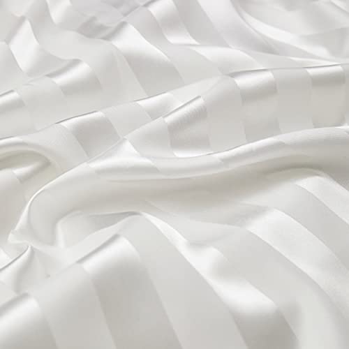 Damier Satin Spannbettlaken 120x200cm Weiß Seide Glänzend Bettlaken Hochwertiges Satin Streifen Spannbetttuch… – Ansicht 6
