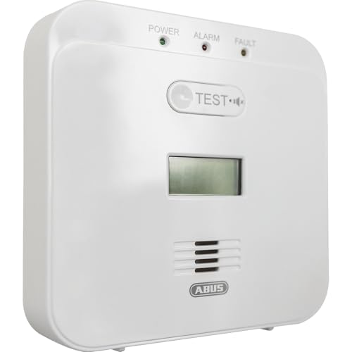 ABUS Kohlenmonoxid-Warnmelder COWM510 - CO-Melder mit 85 dB lautem Alarm, Prüftaste, 10-Jahres-Sensor & LCD Display - Weiß
