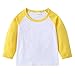 Toddler Long Sleeve Color Block T-Shirts Cotton Crewneck Tees Soft Undershirt Shirt Top for Baby (Yellow, 5-6 Years)