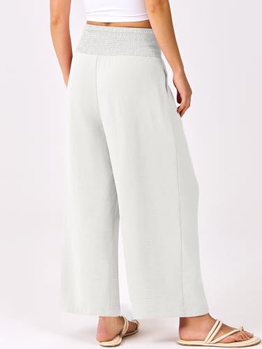Image of ANRABESS Womens Wide Leg Palazzo Pants with Pockets | Lightweight Breathable High Waisted Pants, Beach Vacation Flowy, Lounge & Casual Summer Trousers