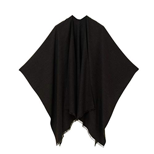MELIFLUOS DESIGNED IN SPAIN Women's Shawl Wrap Poncho Ruana Cape Cardigan Sweater Open Front for Fall Winter (PC03-11)