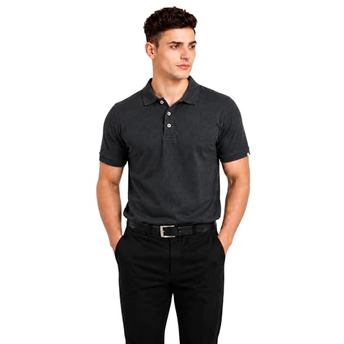 Image of Men's Plain Polo T-Shirt | Cotton Blend Regular Fit Casual Collar T-Shirt