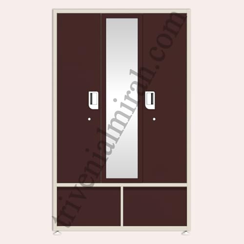 Image of Triveni GANGA-3 Almirah| 10-Year Guarantee on Paint and Lock | Triple Door (3-Door) Steel Wardrobe with Full Mirror |10 Hangers & 8 Hanging Hooks | Number Circle Locker | Bangle Drawer |48 Inch Wide