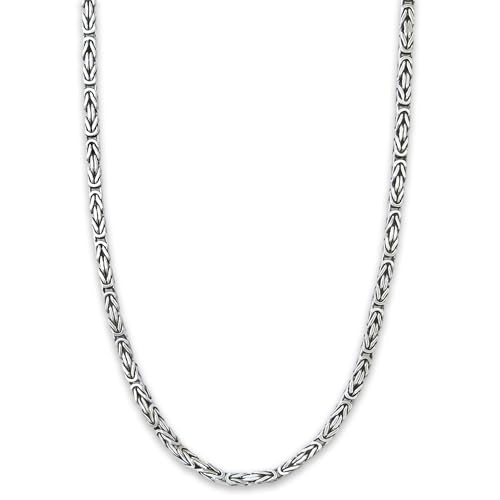 925 Sterling Silver Solid Byzantine Chain Necklace - 2 mm Oxidized Non Tarnish Link Chains for Men Women 16" 18" 20" 22" 24" Inch Lobster Claw Clasp - Handmade Jewelry4