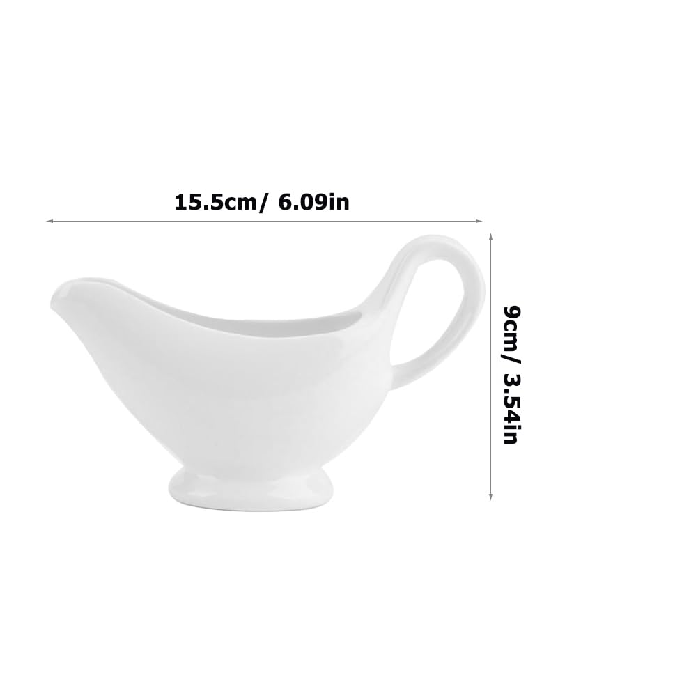 Angoily Set di 2 salsiere in porcellana bianca da 110 ml, con manico, per salse, condimenti per insalata, brodo di latte, crema, succo di formaggio, salse
