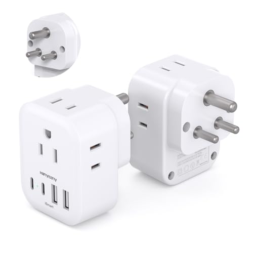 Image of US to India Plug Adapter, HANYCONY Type D Travel Adapter, 2 Pack